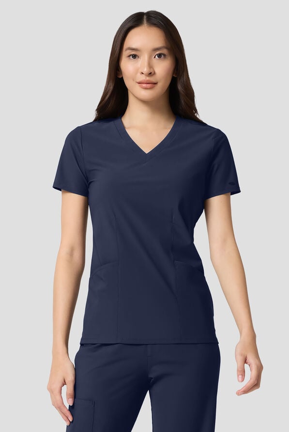 Infinity Pursuit Women's 3-Pocket STRETCH V-Neck Scrub Top - Navy - 2