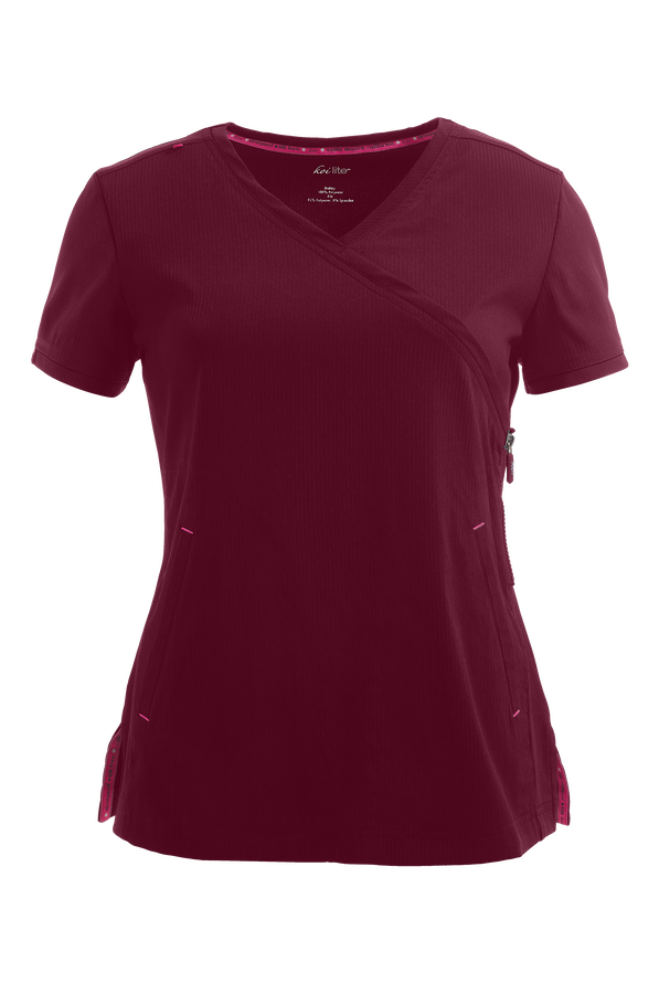 koi Lite Scrubs Philosophy 316 Side Zipper Top Mock Wrap Scrub Tops