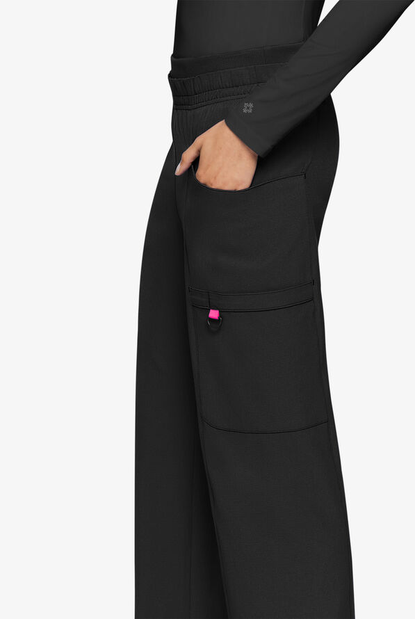 Med Couture Amp Women's 4-Pocket STRETCH Wide Leg Scrub Pant - Black - 3