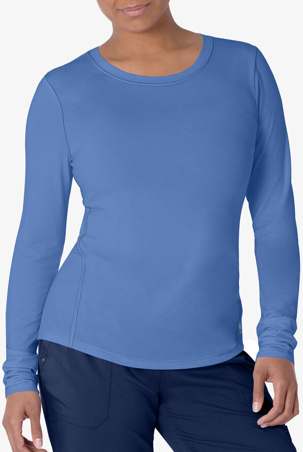 Healing Hands Mackenzie Women's STRETCH Long Sleeve Knit Underscrub - Ceil Blue - 2