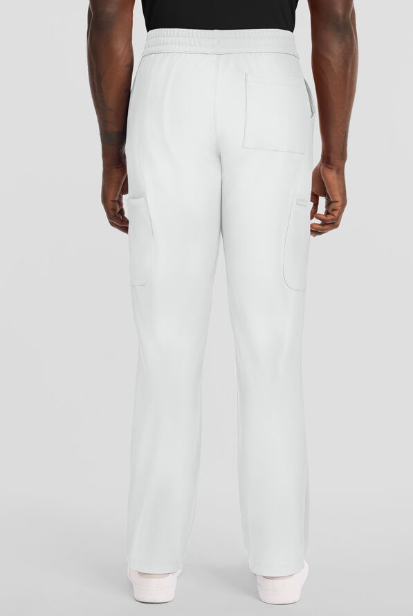 Cherokee Achieve Men's 5-Pocket STRETCH Straight Leg Cargo Knit Scrub Pants - White - 4