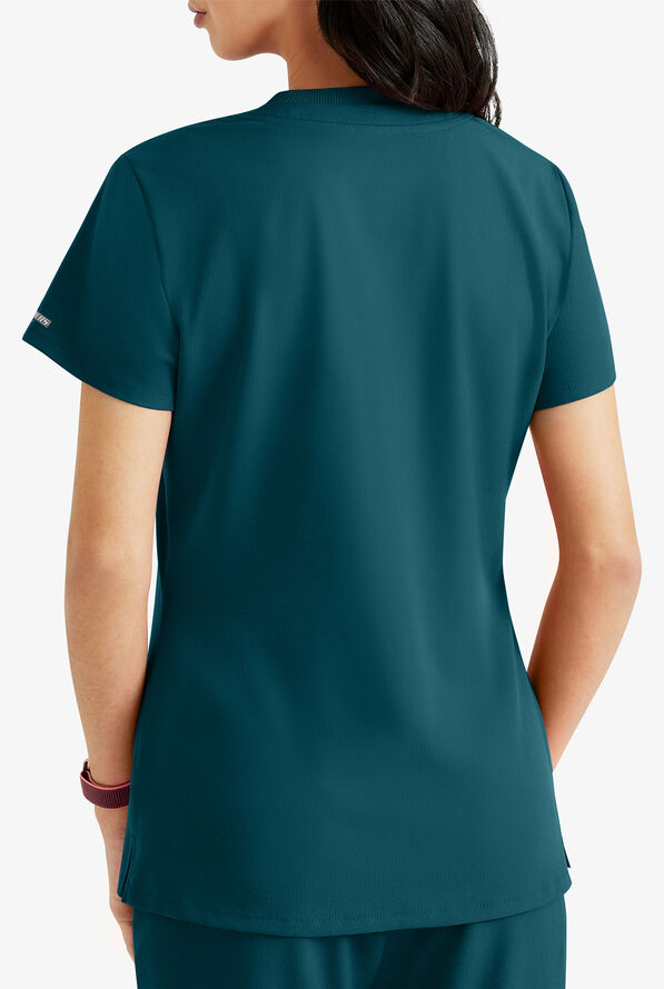 Skechers by Barco Dignity Women's 1-Pocket STRETCH Tuck In V-Neck Scrub Top - Bahama Blue - 3