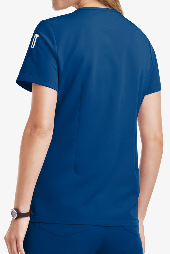 Blusa médica MOVEMENT by Butter-Soft Antares STRETCH con cuello en V y 6 bolsillos para mujer - Royal - 4