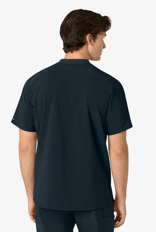 Carhartt Cross-Flex Men's 3-Pocket STRETCH Zip Pocket Henley Banded Collar Scrub Top - Navy - 4