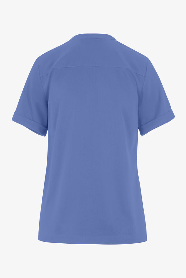 HH Works by Healing Hands Macy Women's 1-Pocket STRETCH Mandarin Collar Tuck In Scrub Top - Ceil Blue - 2