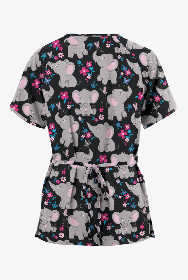 Butter-Soft Originals Playground Day Women's 3-Pocket Mock Wrap with Ties Printed Scrub Top&nbsp; - null - 2