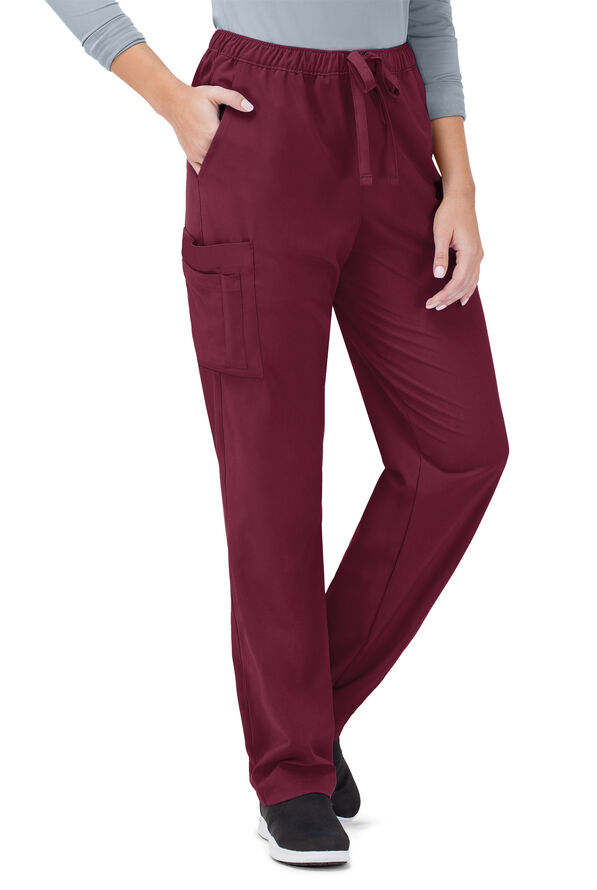 Tafford Active STRETCH Morgan Unisex 5-Pocket Drawstring Scrub Pants - Wine - 1