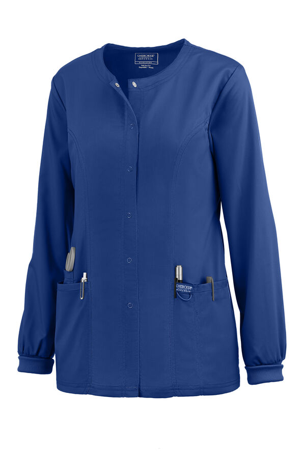 Cherokee Workwear Revolution Women's 3-Pocket STRETCH Snap Front Scrub Jacket - Galaxy - 1