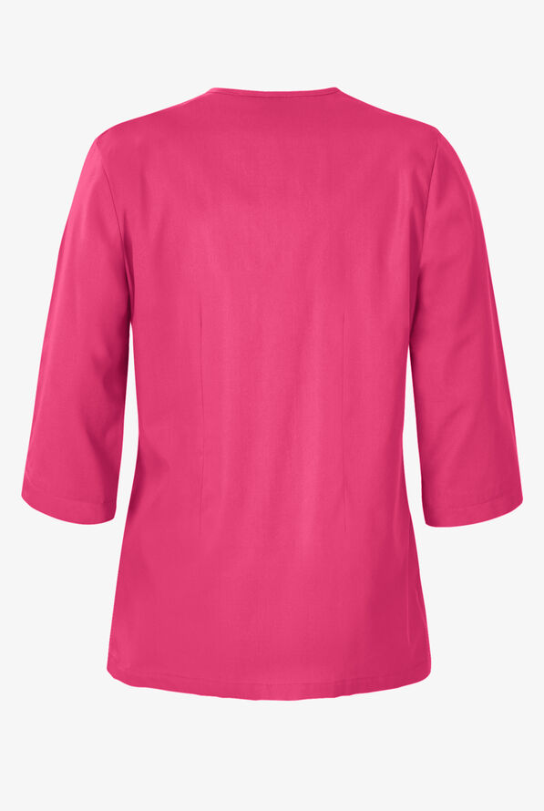 Blusa m&eacute;dica mangas 3/4 Butter-Soft STRETCH con cuello redondo y 4 bolsillos para mujer - Fuchsia - 4