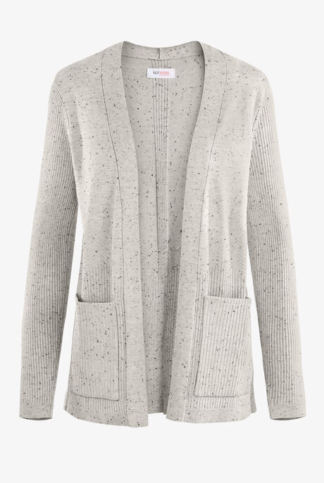 koi Essentials Kori Women's 2-Pocket Open Front Rib Knit V-Neck Scrub Cardigan