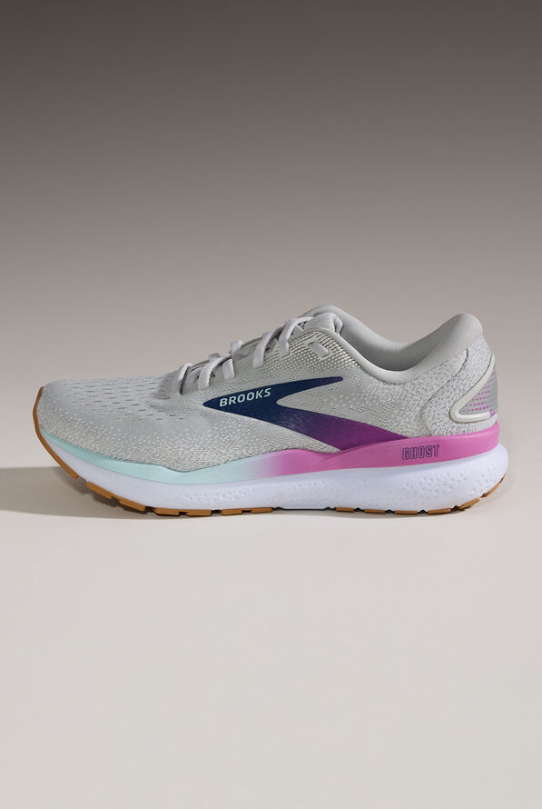 Brooks Women's Ghost 16 White/Grey/Estate Blue Athletic Lace Up Nursing Shoes - null - 1