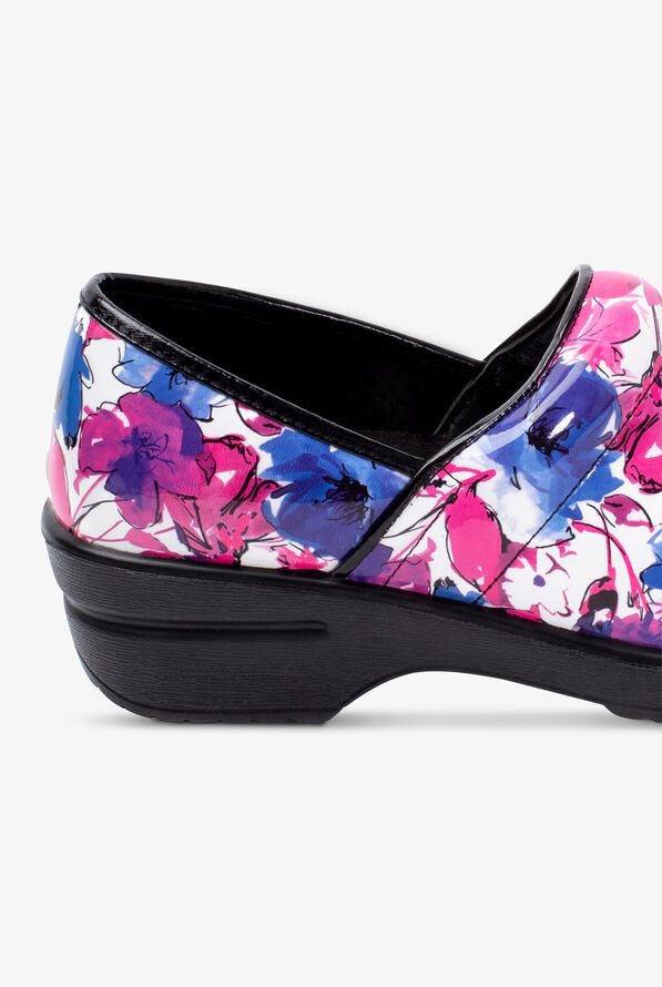 Savvy Women's Brandy Pink/Purple Flower Nursing Clogs - null - 4