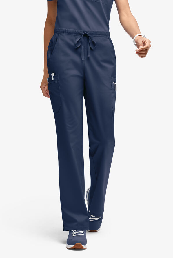 Butter-Soft STRETCH Women’s 10-Pocket Mid Rise Straight Leg Scrub Pant - Navy - 1
