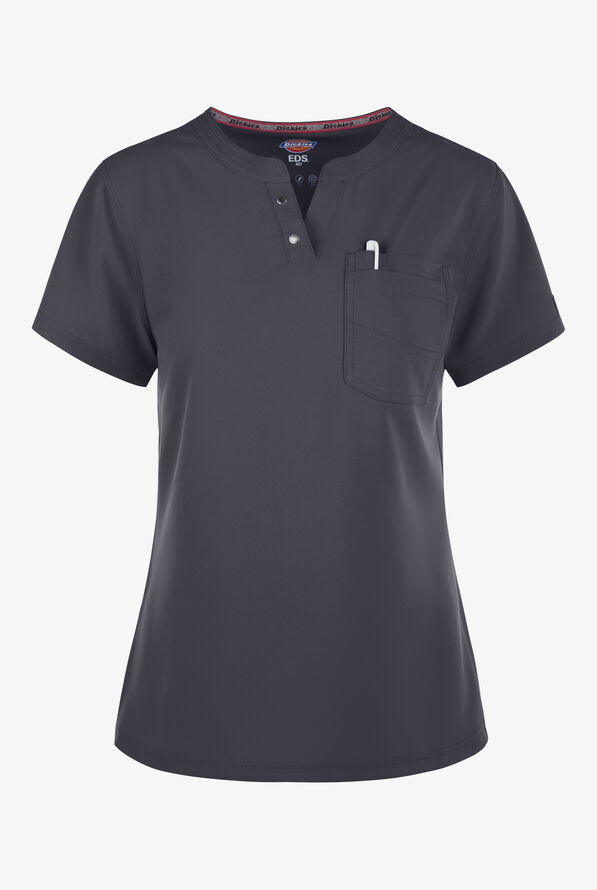 Dickies EDS NXT Women's 1- Pocket Tuck In Henley Scrub Top - Pewter - 1