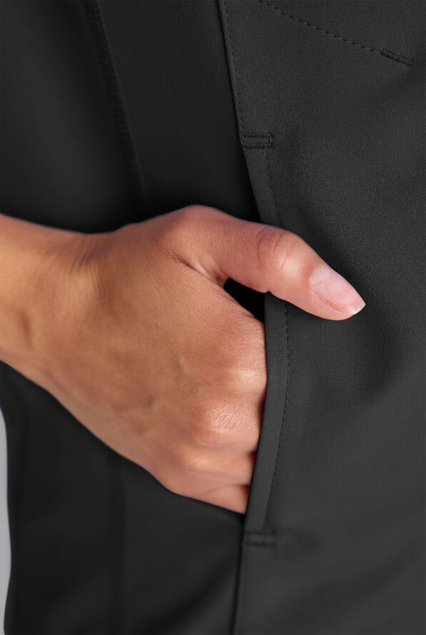 ReSurge Rhine Women's 5-Pocket Oversized Half Zip Stand Collar Scrub Top - Black - 5