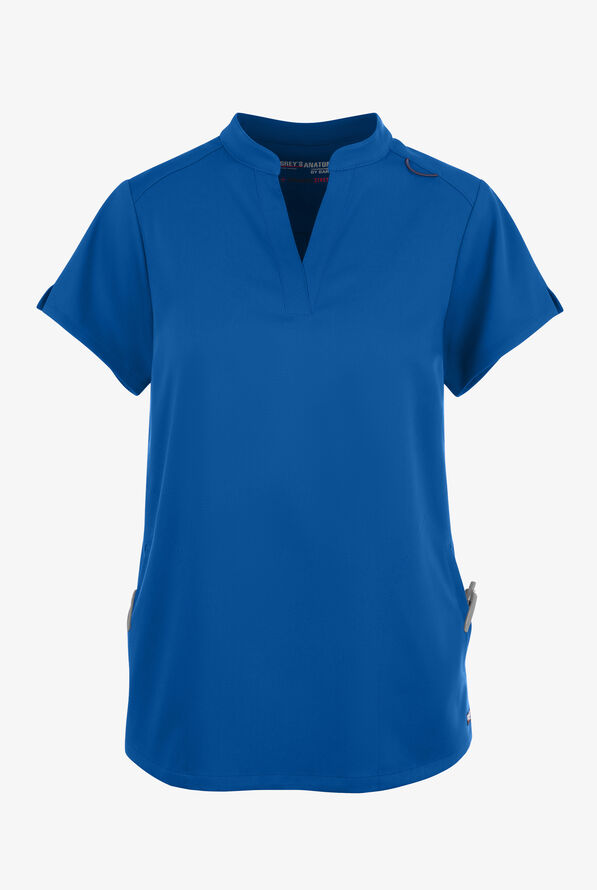 Grey's Anatomy by Barco Spandex STRETCH Avery Women's 2-Pocket Notch Sleeve V-Neck Scrub Top - Royal - 1