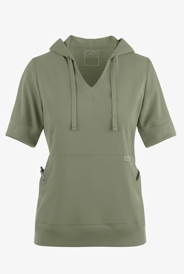 Sudadera médica manga corta Easy STRETCH True con capucha y 3 bolsillos para mujer - Olive Leaf - 2