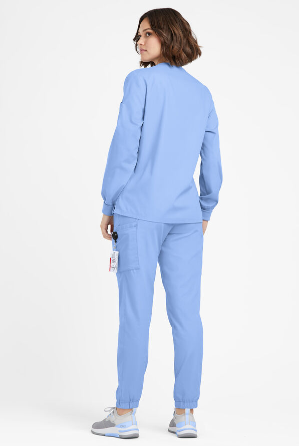 Butter-Soft Originals Women's 7-Pocket Curved V-Neck Long Sleeve Scrub Top - Ceil Blue - 4