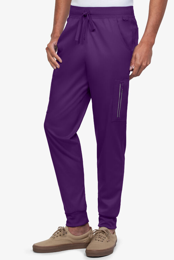 Advantage STRETCH Men's 9-Pocket Knit Waistband Jogger Scrub Pants - Eggplant - 1
