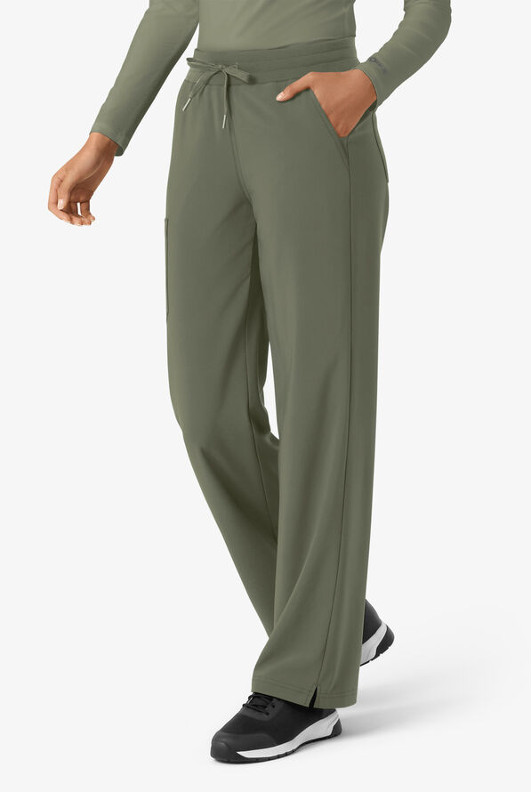 Carhartt Cross-Flex Force Boot Cut Women's 6-Pocket STRETCH Convertible Drawstring Cargo Scrub Pants - Petite - Olive - 4