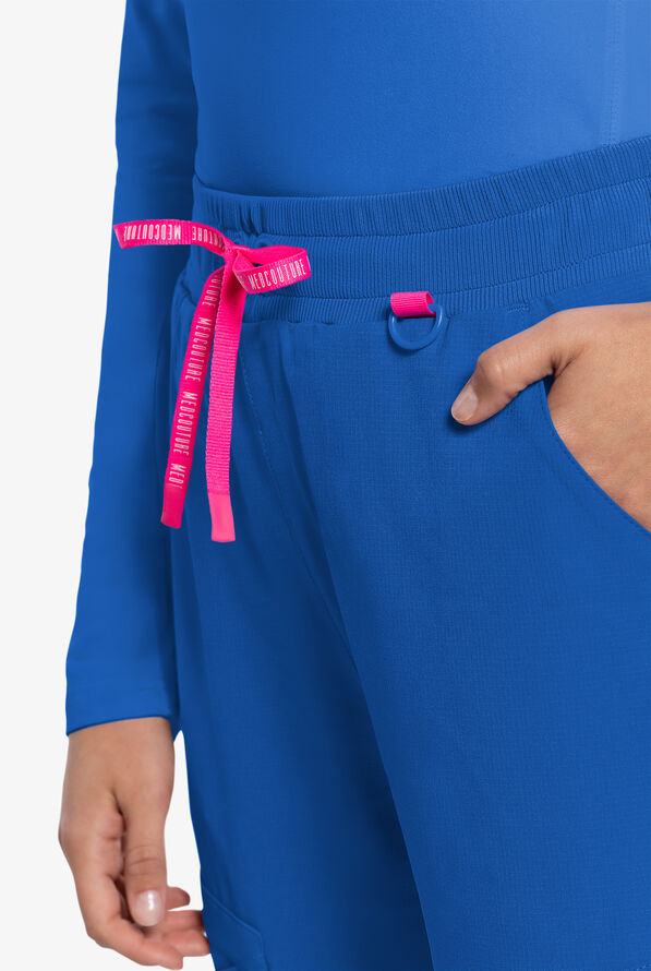 Med Couture Amp Women's 4-Pocket STRETCH Drawstring Scrub Pant - Royal - 3