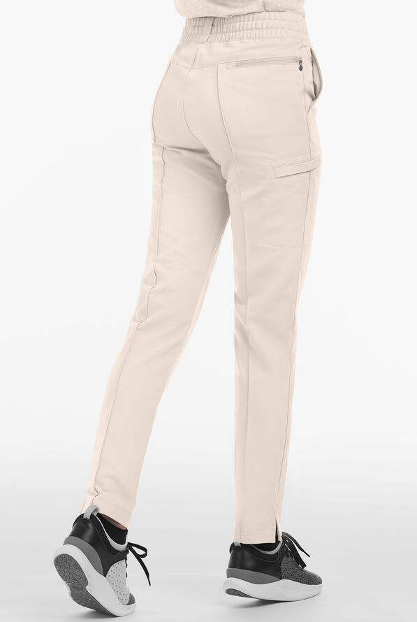 Movement by Butter-Soft Capricorn Women’s 7-Pocket Skinny Pintuck Scrub Pants - Petite - Khaki Shale - 2