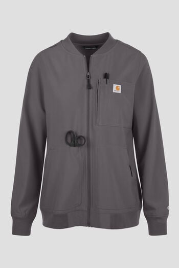 Carhartt Force Cross-Flex Rugged Flex Women's 6-Pocket Rib Trim Lightweight Zip Bomber Scrub Jacket
