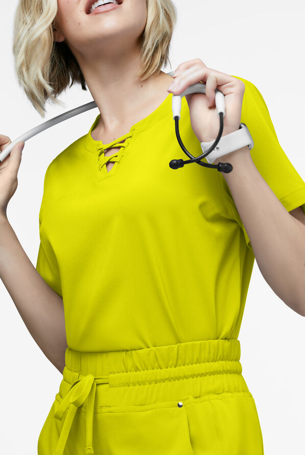Blusa médica Easy STRETCH Gigi Lace para mujer - Cyber Lime - 2