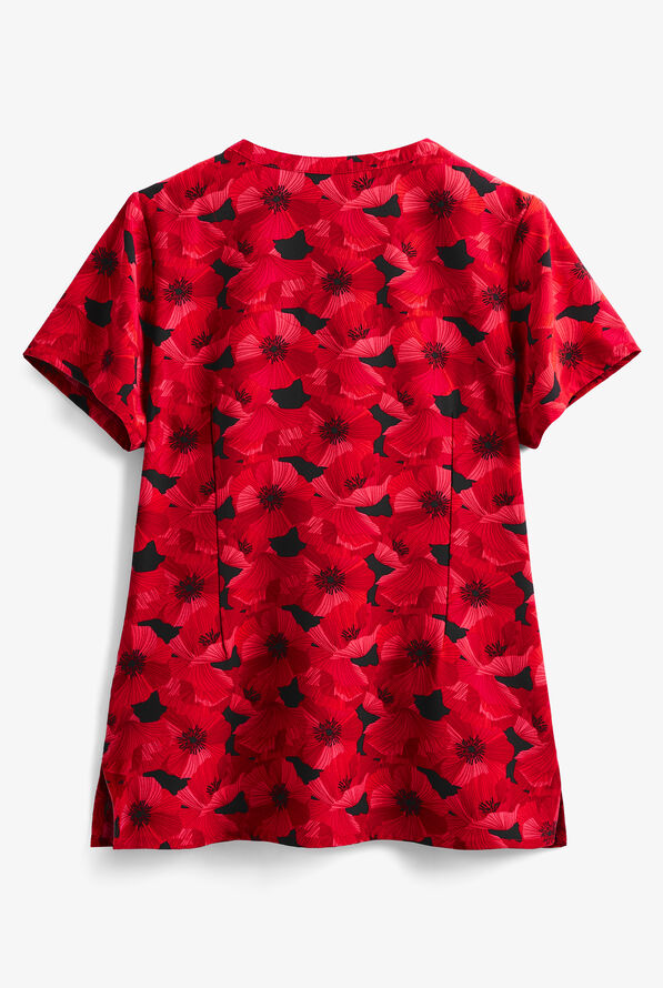 Maevn Midnight Garden Women's 3-Pocket V-Neck Print Scrub Top - null - 2