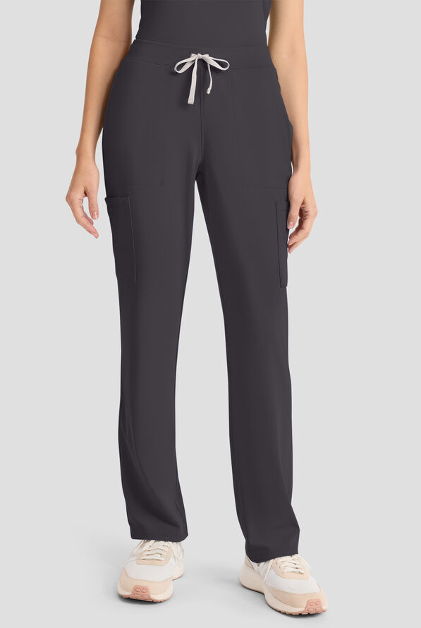 Pantalón médico Cherokee Achieve STRETCH estilo cargo con frente plano y 5 bolsillos para mujer - Pewter - 1