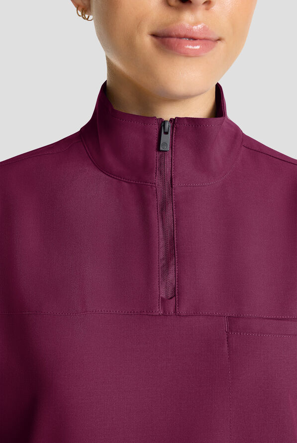 Blusa m&eacute;dica Healing Hands Quest STRETCH con cuello con cremallera y 1 bolsillo para mujer - Wine - 3