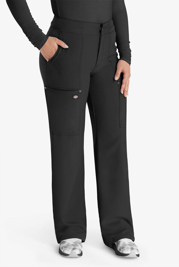 Dickies EDS NXT Women's 5-Pocket Straight Leg Cargo Scrub Pants - Black - 1
