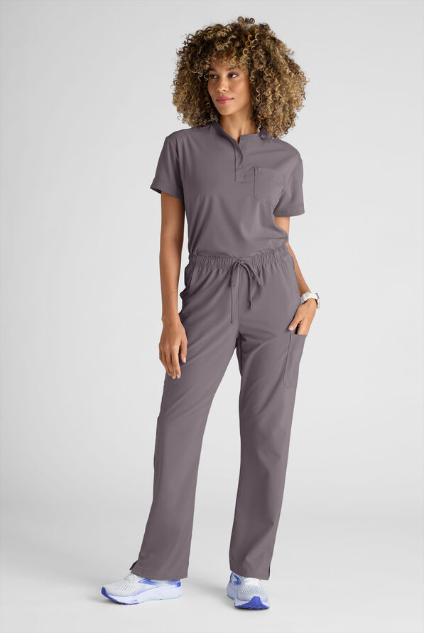 Easy STRETCH Eden Women's 4-Pocket Drawstring Scrub Pants - Petite - Grey Stone - 8