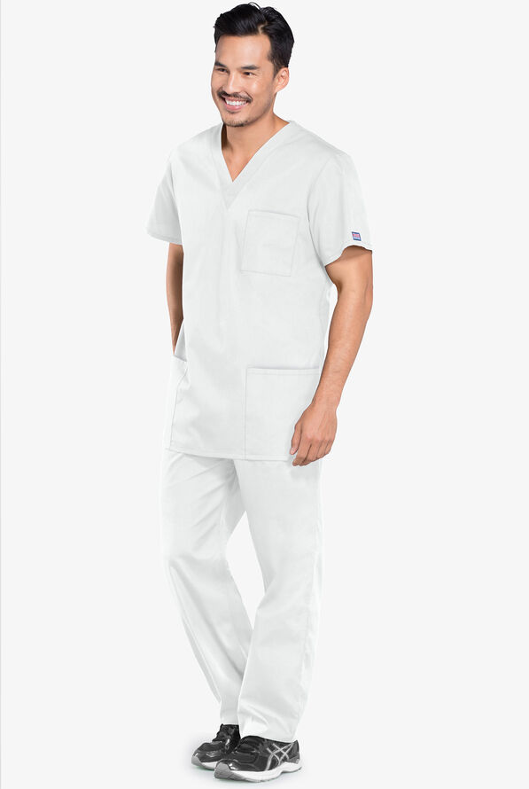 Cherokee Workwear Unisex 3-Pocket V-Neck Scrub Top - White - 2