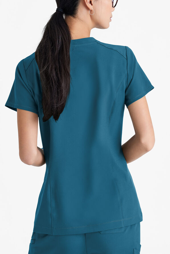 Grey's Anatomy by Barco Evolve STRETCH Sway Women's 1-Pocket Tuck In V-Neck Scrub Top - Bahama Blue - 3
