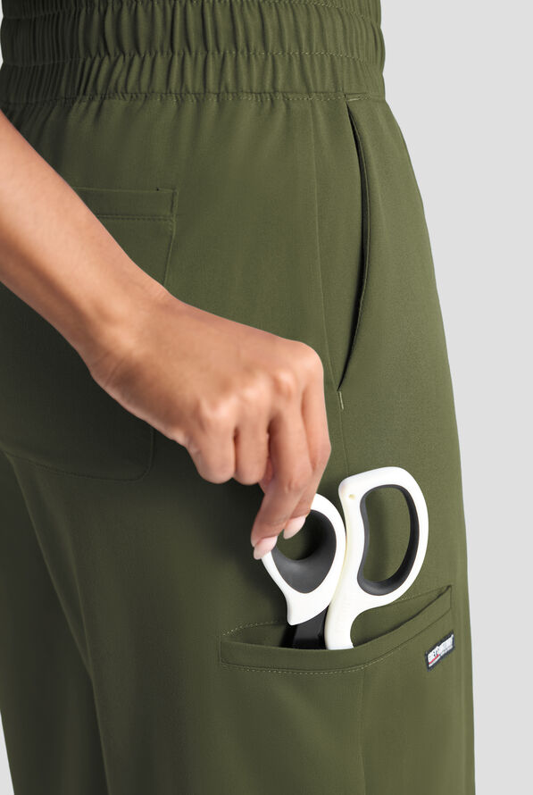 Grey's Anatomy by Barco Emerge Emerson Women's 5-Pocket STRETCH High-Rise Wide Leg Scrub Pants - Olive - 4
