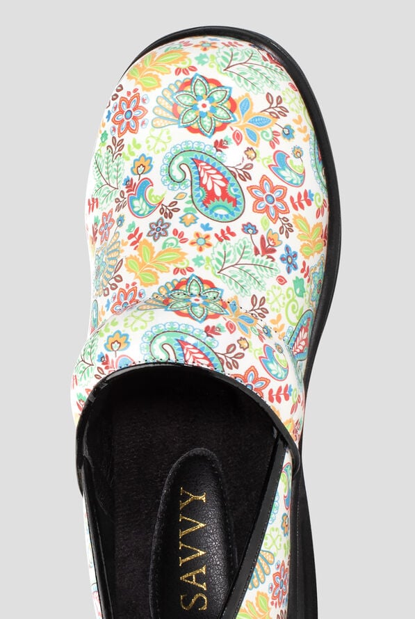 Savvy Women's Brandy Lyla White Paisley Nursing Clogs - null - 2