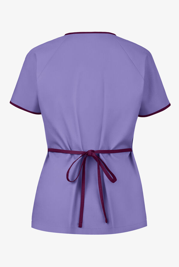 UA Best Buy Scrubs Contrast Women's 2-Pocket Mock Wrap Scrub Top - Dark Lilac/Wine - 2
