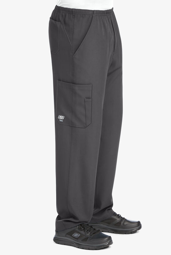 Skechers by Barco Structure Men's 4-Pocket STRETCH Cargo Scrub Pants - Pewter - 3