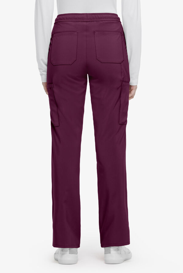 Dickies EDS Essentials Women's 7-Pocket STRETCH Drawstring Waistband Cargo  Scrub Pants - Wine - 2