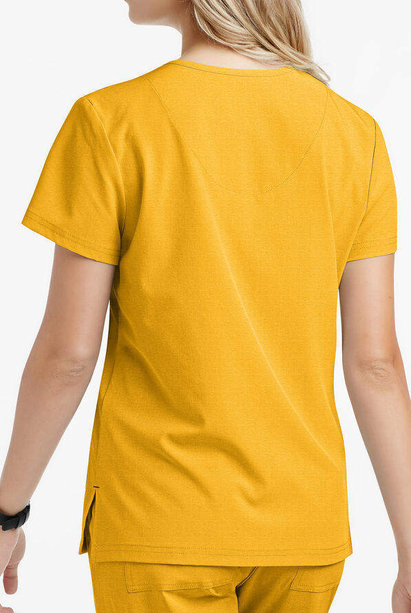 koi Basics Becca Women's 4-Pocket STRETCH V-Neck Scrub Top - Heather Mango - 3