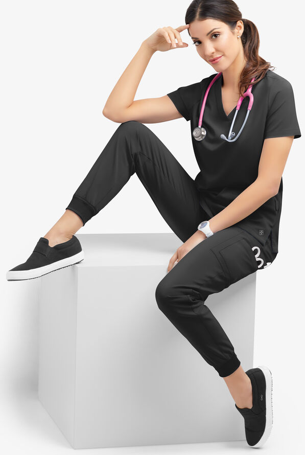 Pantalón médico Easy STRETCH Mila estilo jogger con 5 bolsillos para mujer - Onyx Black - 2