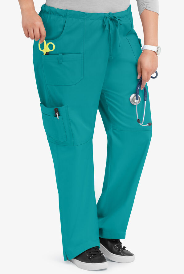 Pantal&oacute;n m&eacute;dico Butter-Soft STRETCH Tall con cord&oacute;n y 10 bolsillos para mujer - Teal - 4