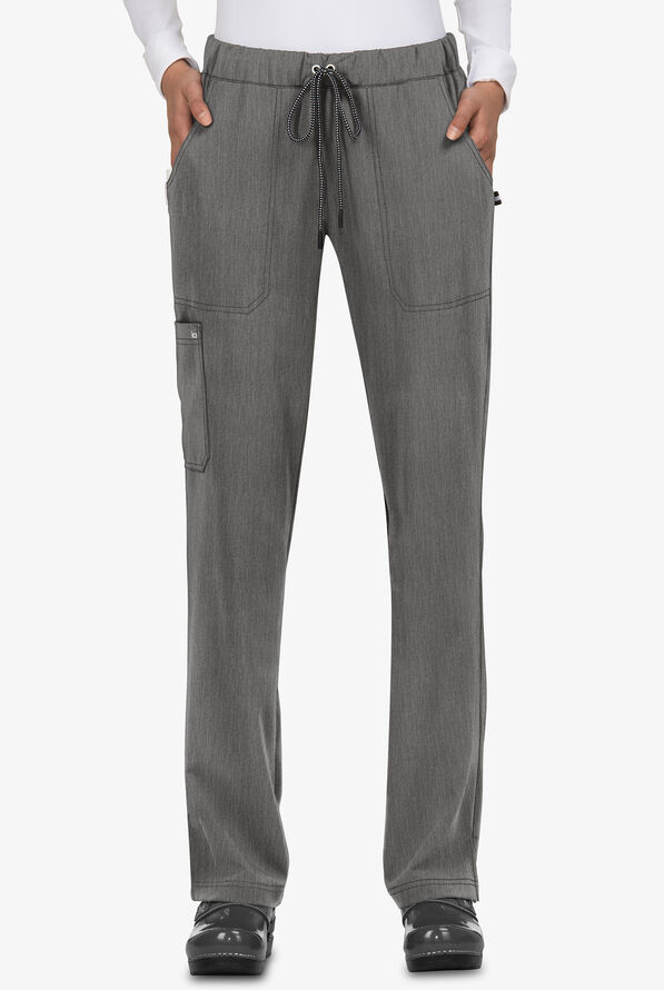 koi Next Gen Everyday Hero Women's 5-Pocket STRETCH Drawstring Cargo Scrub Pant - Heather Grey - 1