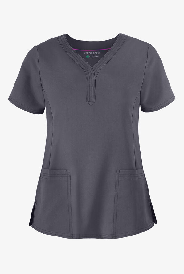 Healing Hands Purple Label Jane Women's 2-Pocket STRETCH Scrub Top - Pewter - 1