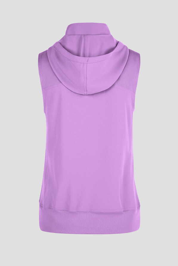 Med Couture Amp Women's 4-Pocket STRETCH Zip Front Removable Hoodie Scrub Vest - Digital Lavendar - 2
