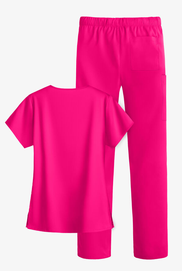 Conjunto de uniforme médico Strictly Scrubs Value STRETCH petite con 4 bolsillos para mujer - Hot Pink - 3
