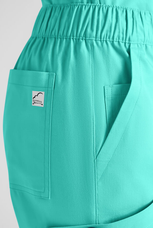 Butter-Soft STRETCH Women's 10-Pocket Straight Leg Cargo Scrub Pants - Aqua Dust - 7
