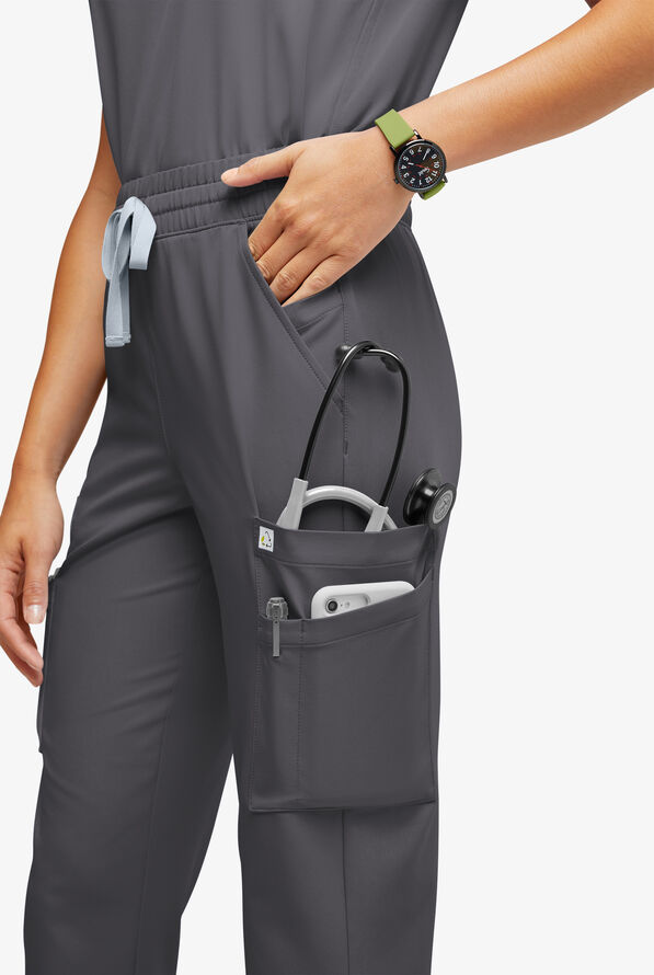 Pantalón médico ReSurge Topaz con cordón ajustable y 11 bolsillos para mujer - Pewter - 2