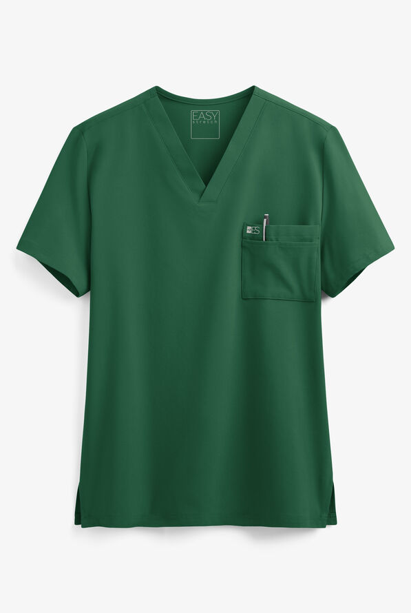 Easy STRETCH Riley Unisex 3-Pocket V-Neck Scrub Top - Hunter - 1
